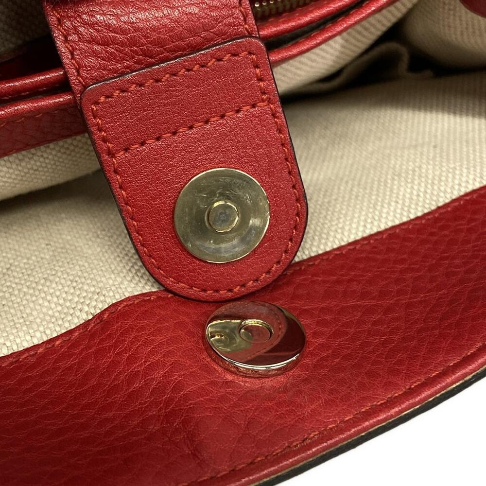 Gucci GG/Bamboo Handbag 308360 Red Beige Dark Brown Jacquard Leather - Picture 12 of 15